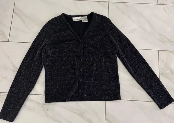 Vintage Sparkly Cardigan Black Size L - Image 3
