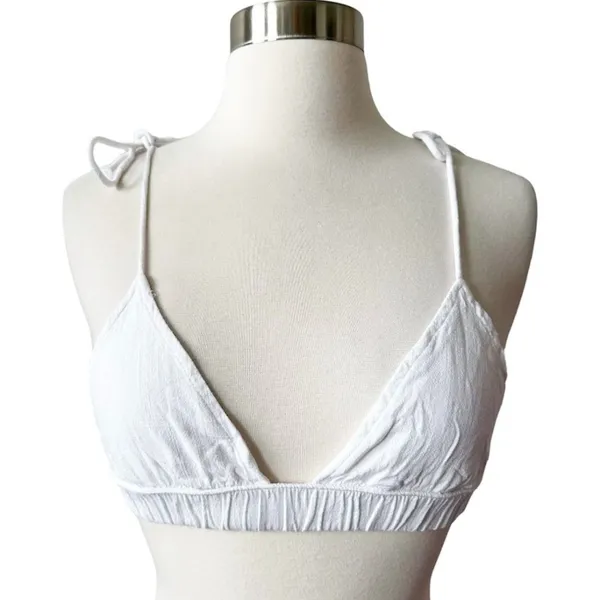 437 White Tie Shoulder Bikini Top - Image 2