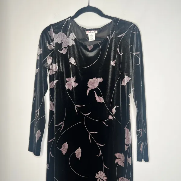 Talbots Vintage 90s Velvet Midi Dress Size XS - Image 5