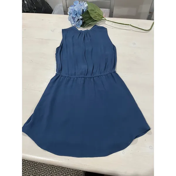Babaton Silk Dress Sleeveless Drawstring Waist‎ Casual Blue Size S - Image 7