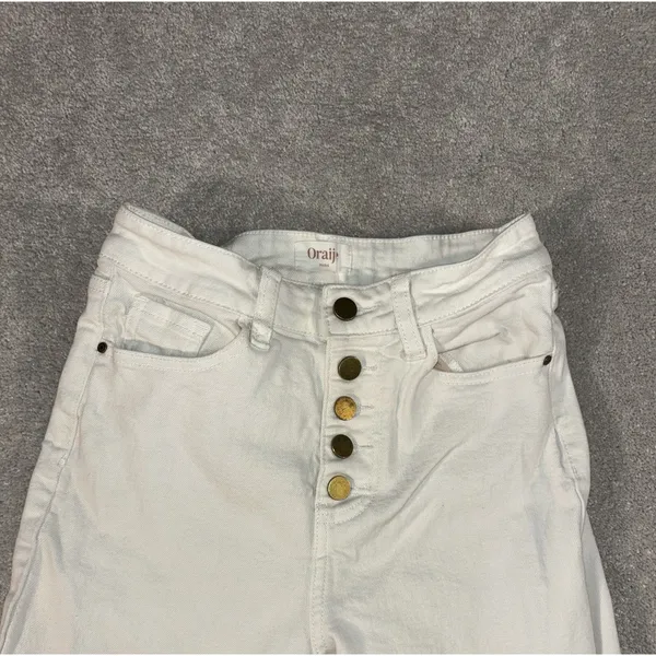 oraije paris white‎ jeans cropped flare boot cut Size Small 25x24 - Image 3