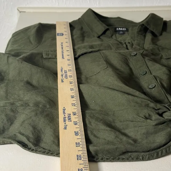 INC International‎ Concepts XXL Olive Green Twist Front Roll Tab Utility Shirt - Image 7