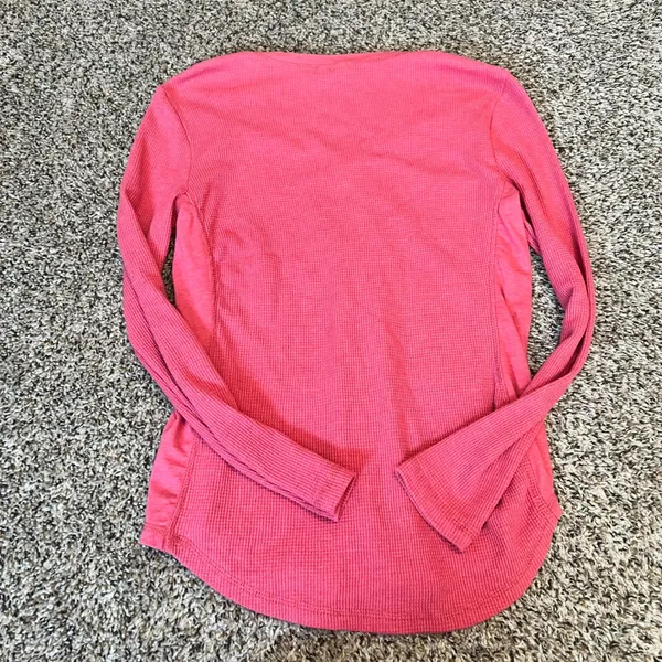 Eddie Bauer Red Waffle Knit V Neck Button Henley Long Sleeve‎ Top S Bella Swan - Image 7