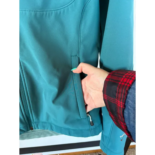 North Face Apex Thermal Teal Jacket Zip Up Outdoor Active Hiking Womens Large - Image 5