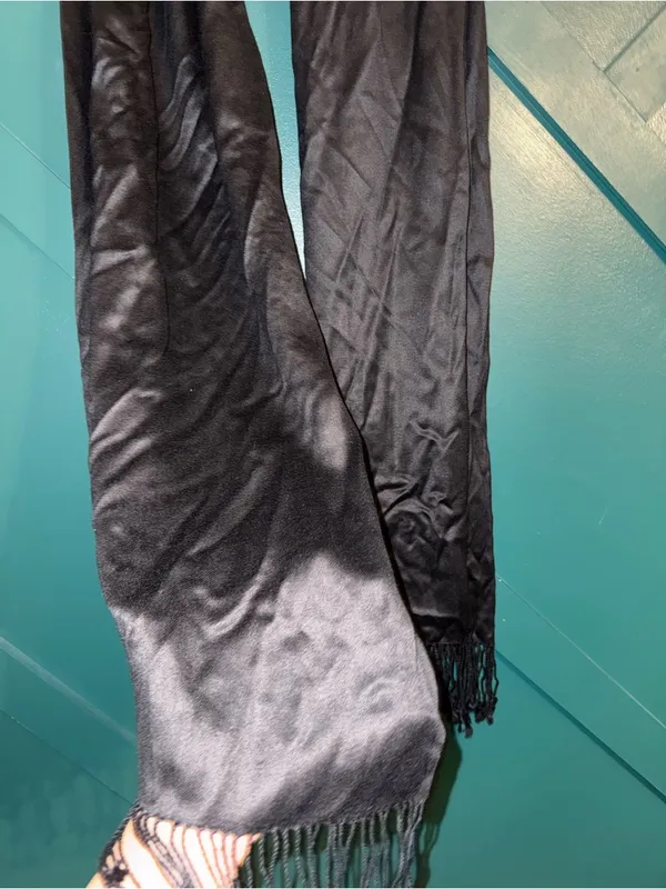 Classic Black Fringe Scarf 100% Viscose Lightweight -Silk Like Women Accessories - Image 3