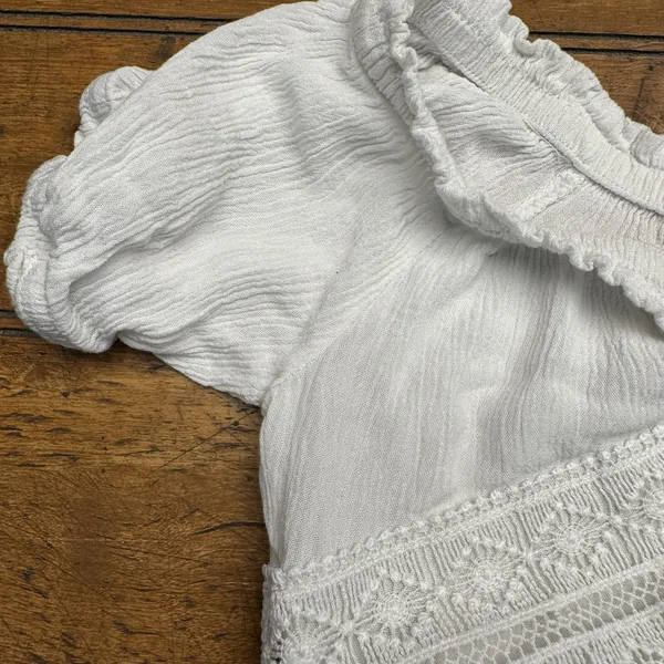 Ambiance Flowy Crochet Accents‎ Top Short Sleeve Boho Festival Blouse Size S - Image 4