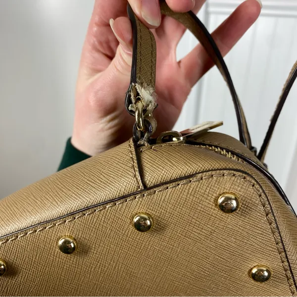 Michael Kors Sandrine Studded Crossbody Purse tan‎ saffiano leather - Image 5