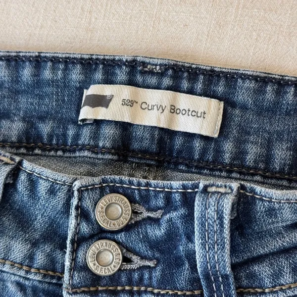 Levi's 529 Curvy Bootcut Jeans Womens 6M Blue Y2K‎ Flap Pocket Flare - Image 4