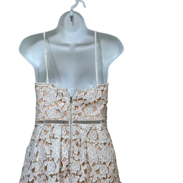 Lulus White Floral Lace Midi Dress Nude Lining Sweetheart JMD4423 Small - Image 5