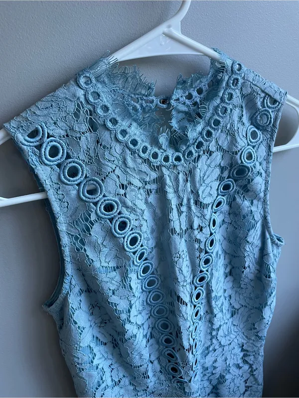 SAYLOR fp Powder Blue Lace Mini Dress Size XS - Image 6