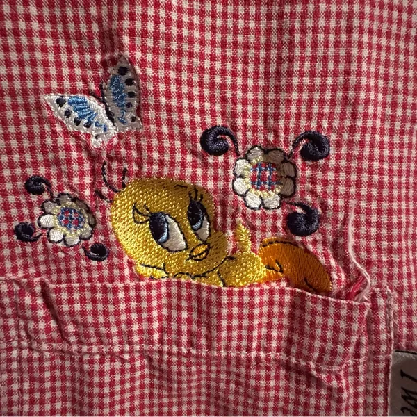 Vintage Looney Tunes Red And White Gingham‎ Tweety Button Up Womens Sz 22/24 - Image 7