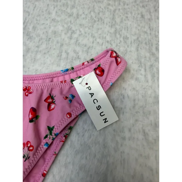 PacSun Eco Pink‎ Fruit Print V-Front High Cut Bikini Bottom Small NWT - Image 3