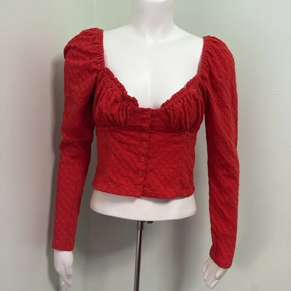 Free People Ladybug Long Sleeve Cropped Top Medium - Image 7