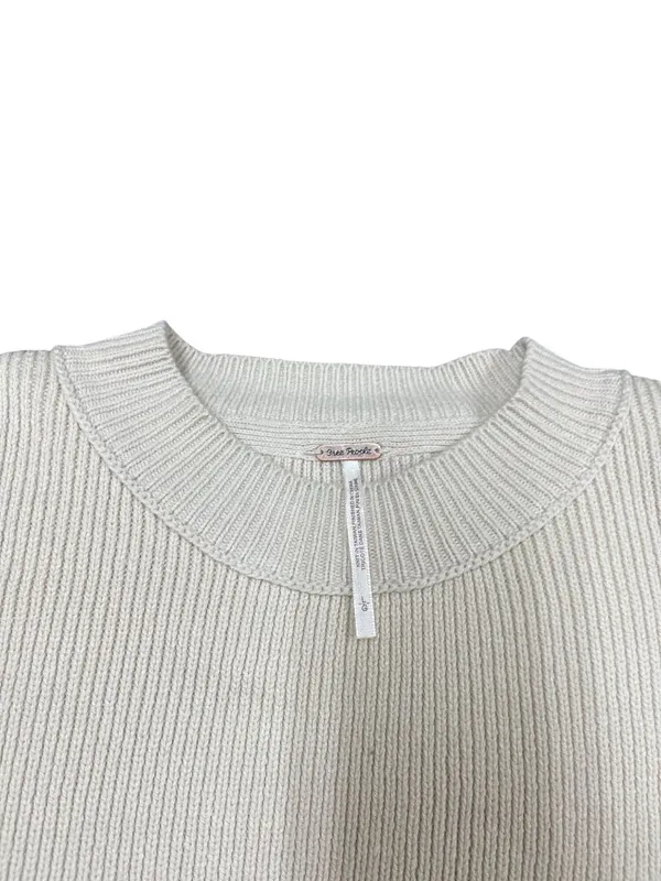 Free People wms pearl beige casual over sized knit pull sweater sz L SKU 10-783 - Image 4