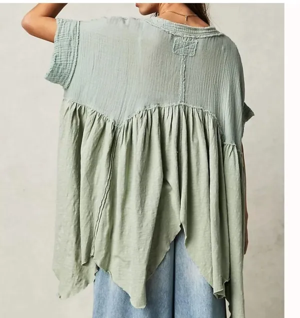 Free People Sugar Rush Babydoll Asymmetrical Hem Short Sleeve Top - Image 2