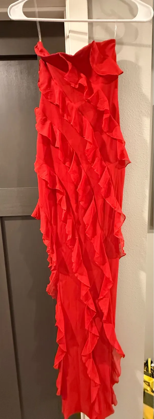 Oh Polly Nevali Bandeau Ruffle Maxi Dress Red - Image 6
