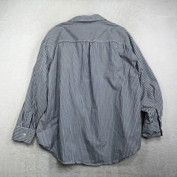 Old Navy M Oversized Striped Boyfriend Shirt Cotton Long Sleeve Button Down Top - Image 12
