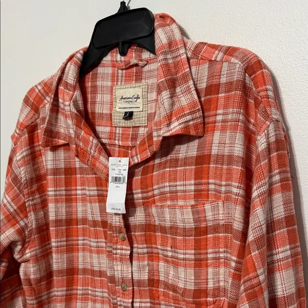 American Eagle Flannel Plaid Button-Up Shirt NWT - Image 3