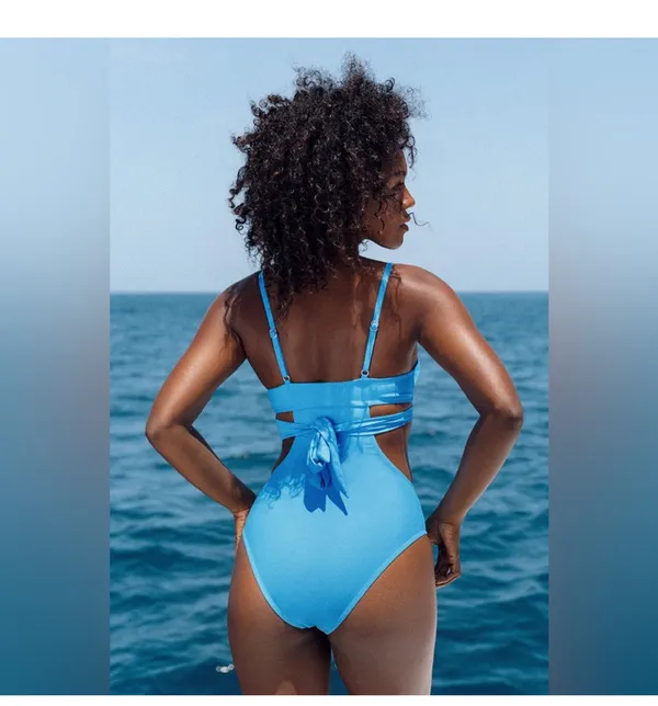 NWT Cupshe Cut-out Tie Back One Piece Swimsuit Sz M - Image 2