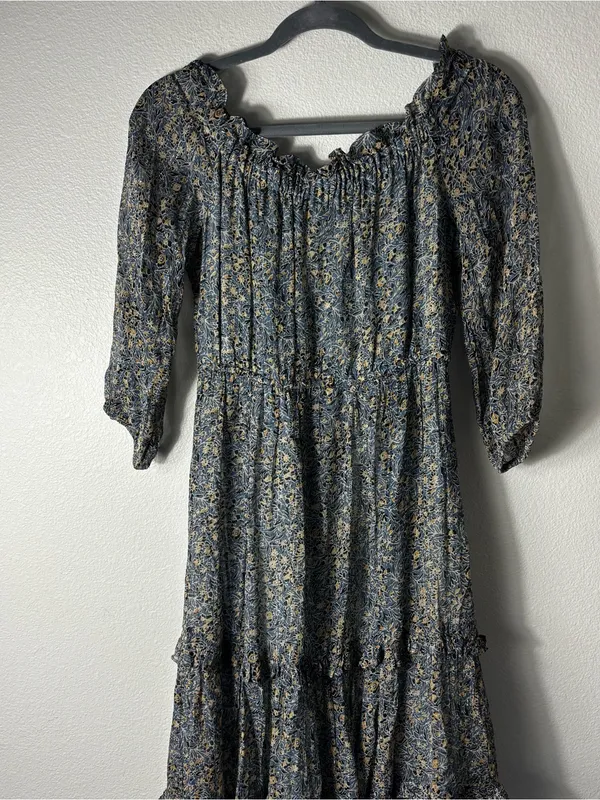 Anthropologie Kira Off-The-Shoulder Peasant Dress Blue Floral Size 0 - Image 7