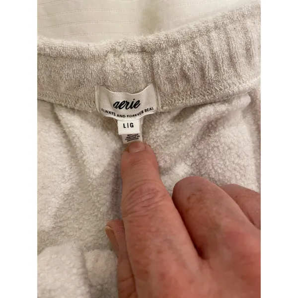 Aerie Fleece Jogger Cream Color Size Large - Image 4