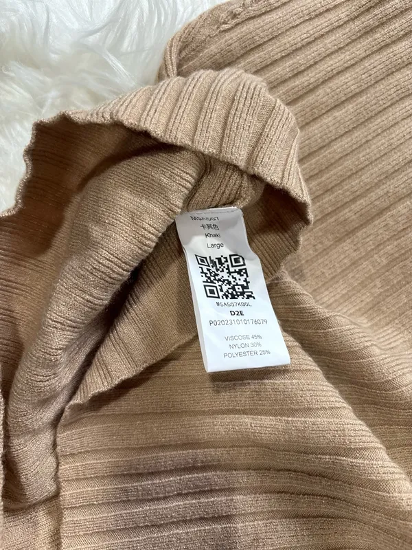 Tan Mock Neck Shirt Size L - Image 3