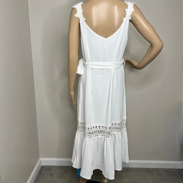 Cupshe White Lace Ruffle Peasant Maxi Dress - Image 3