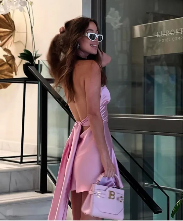Zara dress mini halter pink satin bow wedding party coctail bridal shower evening - Image 4