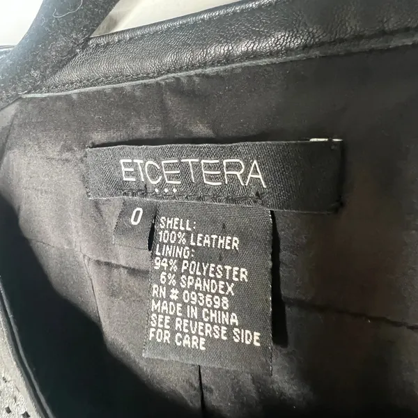 Etcetera Leather Peplum Jacket Size 0 - Image 5