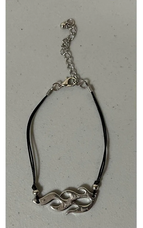 Black Silver Flame Fire Charm Bracelet Jewelry 🔥 - Image 2