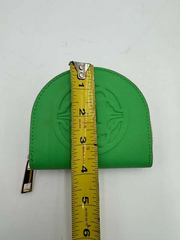 Nanette Lepore Green Zip Around Coin Purse Card Wallet Embossed Logo Compact - Image 7