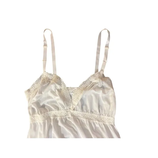 Vintage Mary Jane Full Slip Cream Nylon Lingerie 32 Used - Image 5