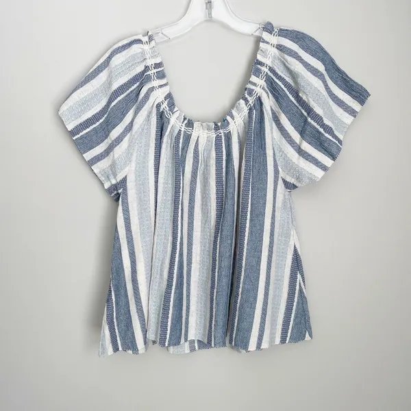 Faherty Size S Striped Annabelle Organic Cotton Blend Top Short Sleeve - Image 4