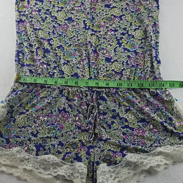 Victoria's Secret Blue Floral Lace Trim Cami Romper Small‎ - Image 6