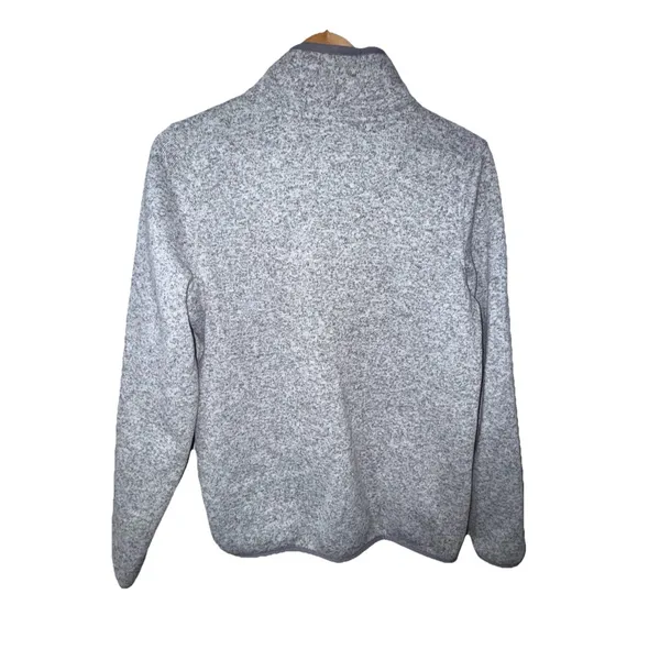 LL Bean‎ Women's 1/4 Snap Sweater Knit Fleece Pullover Gray Size Large 292726 - Image 6