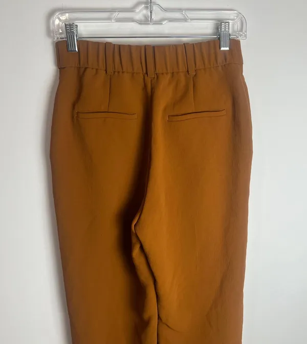 Aritzia Wilfred Camel Pleated Ankle Length Cuffed Hem Trouser Pants - Image 4