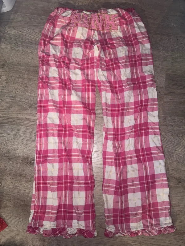 PINK Victoria’s Secret VINTAGE STYLE 2008 OG VS PINK Y2K Hot Pink Plaid Pj Pants - Image 2