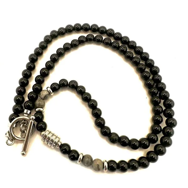 Picasso Jasper and obsidian beaded necklace Black - Image 3