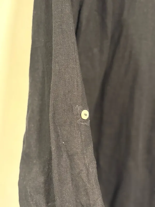 Women’s Black Long-Sleeve Button-Down Shirt - Casual Cotton Blend - Image 4