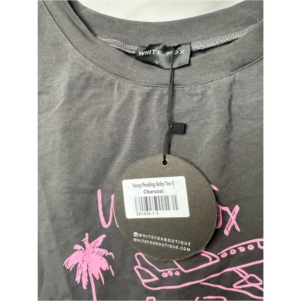 White Fox NEW Vacay Pending Baby Tee Top - Image 3