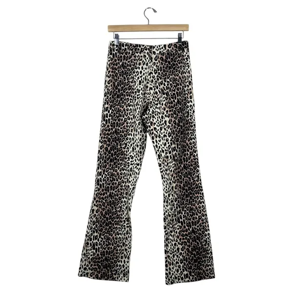 Motel Zoven Flare Pants Tan Brown Leopard Print Indie Sleaze High Rise Size S - Image 5