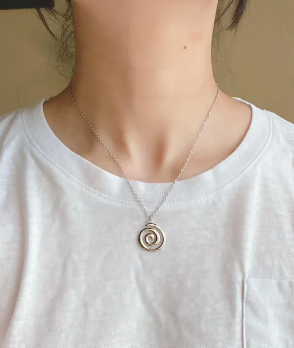 Handmade fully stainless steel spiral swirl uzumaki funky boho grunge style necklace🌀 - Image 7