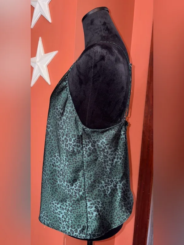 Victoria’s Secret open-back Green Leopard Satin Cami Top - Image 2