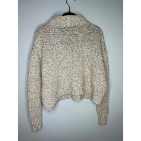 American Eagle Cropped Mock Turtleneck Sweater Women's Size Medium Neutral - Image 2