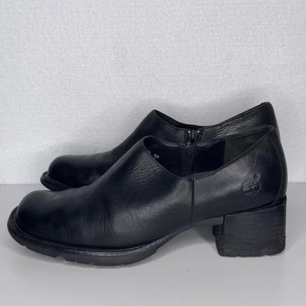 Y2K Timberland Smart Comfort System Black Leather Heeled Shoes Sz 8M - Image 9