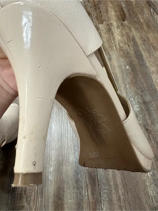 Life Stride Nude Soft System Taupe Peep Toe Heels 8.5 Preppy Formal Wedding - Image 8