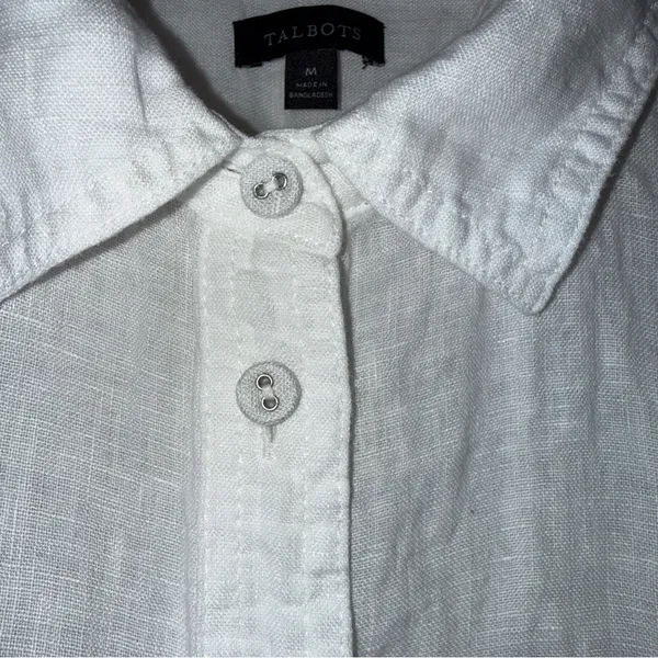 Talbots Extended‎ Shoulder Linen Collar Short Shirt Button Down Medium White - Image 5