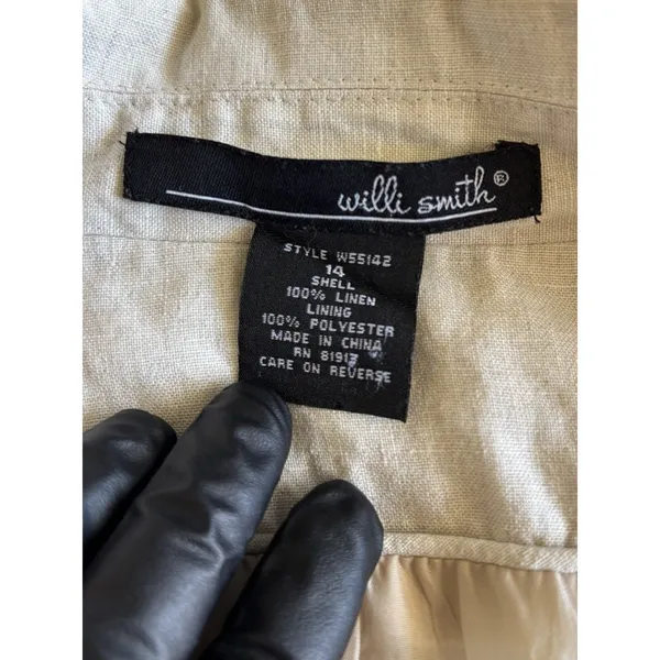 Willi Smith 100% Linen Blazer Size 14 Beige Cream Tailored Jacket Quiet Luxury - Image 7