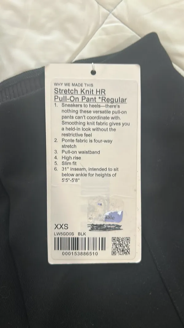 Lululemon Stretch Knit HR Pull-on Pant Regular XXS - Image 2