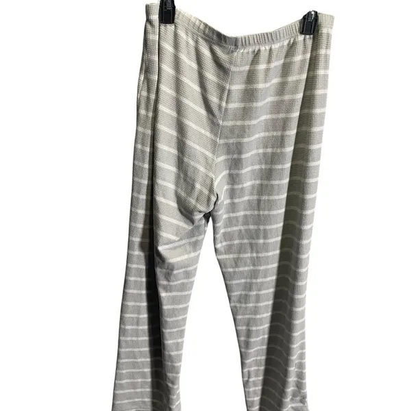 Muk Luks Striped Stretchy Lounge Pants‎ Medium Gray & White Polyester Blend - Image 4